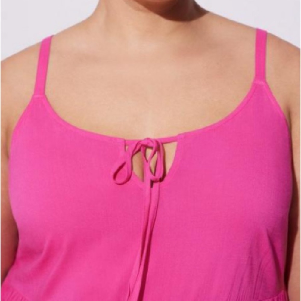 Torrid Pink Tie Front Cami Rayon - Picture 2 of 6